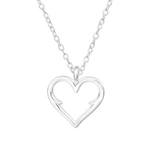 Sterling Silver Openwork Heart Pendant Necklace