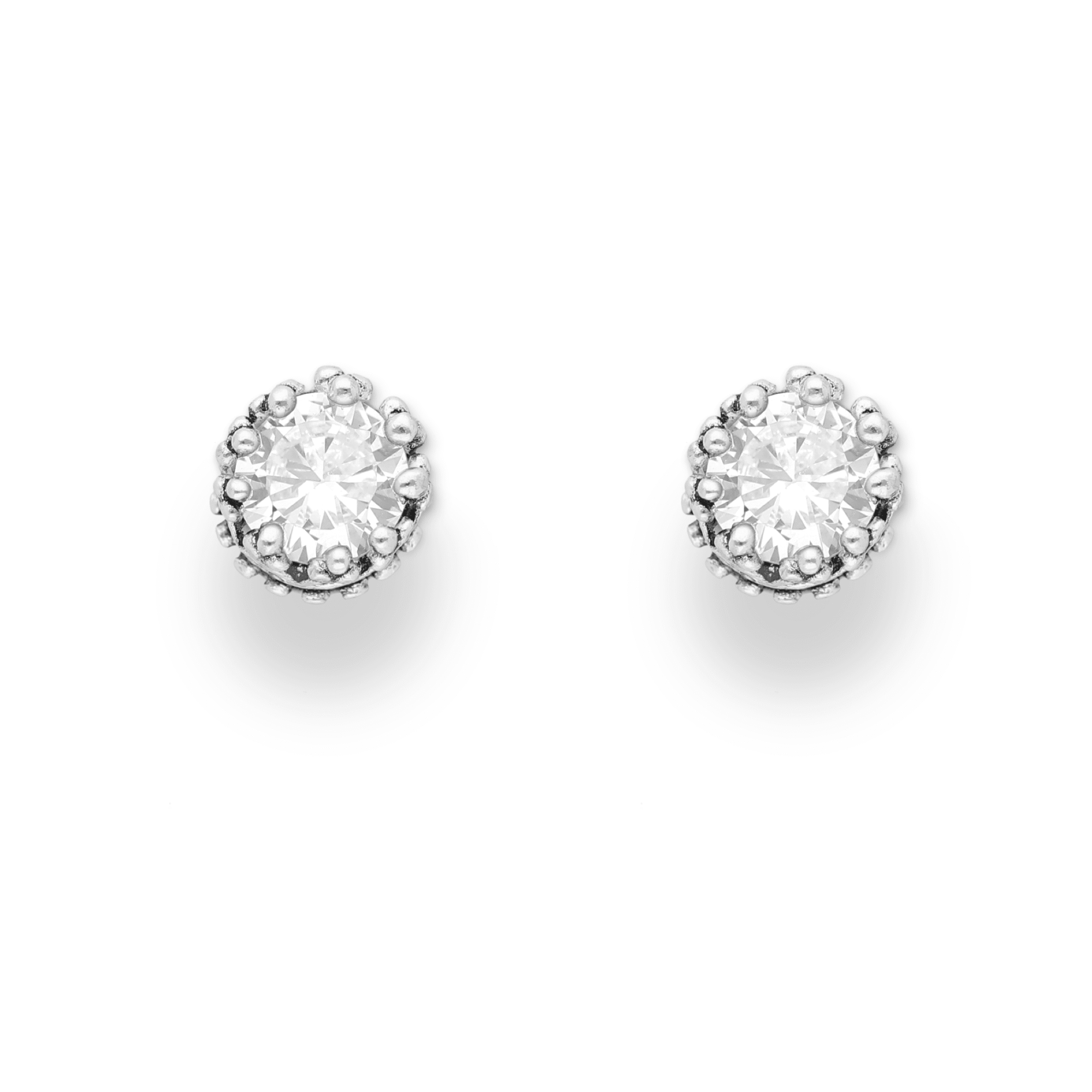 Sterling Silver Cubic Zirconia Halo Style Stud Earrings