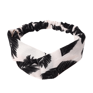 Black White Palm Leaves Twisted Headband