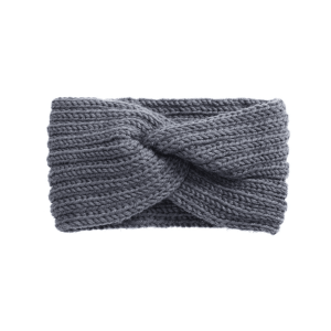 Grey Knit Twisted Headband