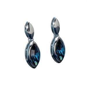 callura Silvertone Montana Marquis Double Drop Earrings with Swarovski Crystals