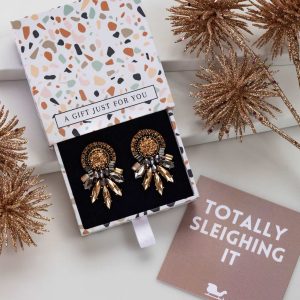 Don't AsK Topaz Grey Crystal Statement Earrings