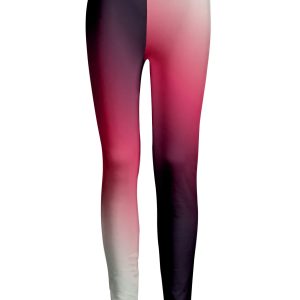 Lily by Firmiana Women's Medium Rise Printed Legging Fuchsia & White Ombre Print