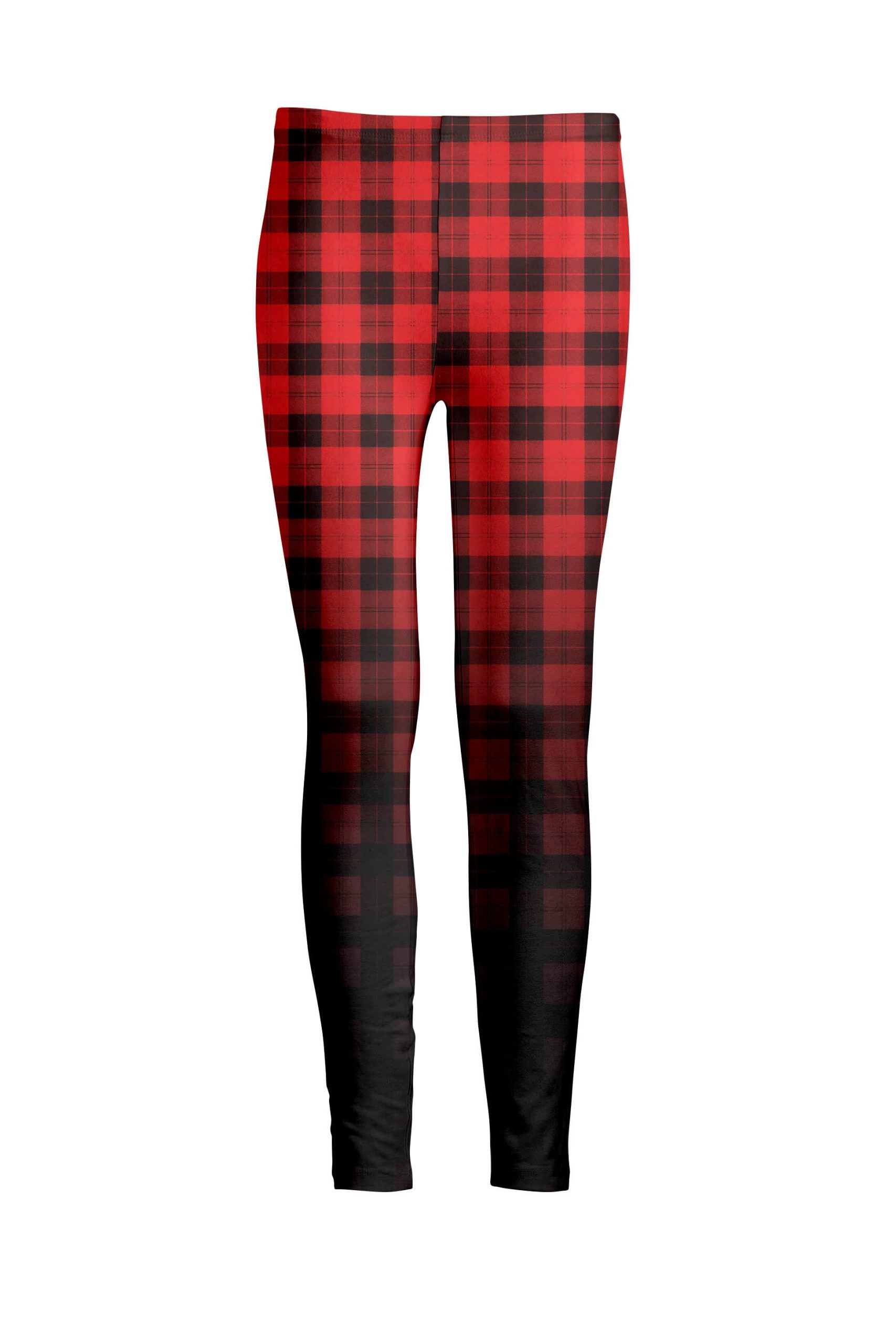 Lily by Firmiana Women's Medium Rise Printed Legging Red & Black Plaid Gradient Print - Image 3