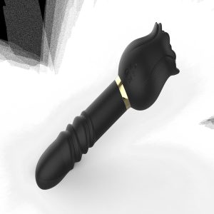 Black Suction Thrusting Rose Wand