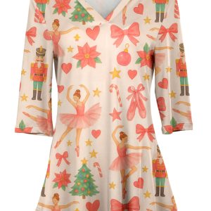 Lily by Firmiana Women's Pink Multicolor Nutcracker Print
