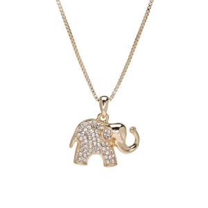 Clear Swarovski Crystal Necklace ?C Goldtone Elephant Necklace With Pave Swarovski Crystals