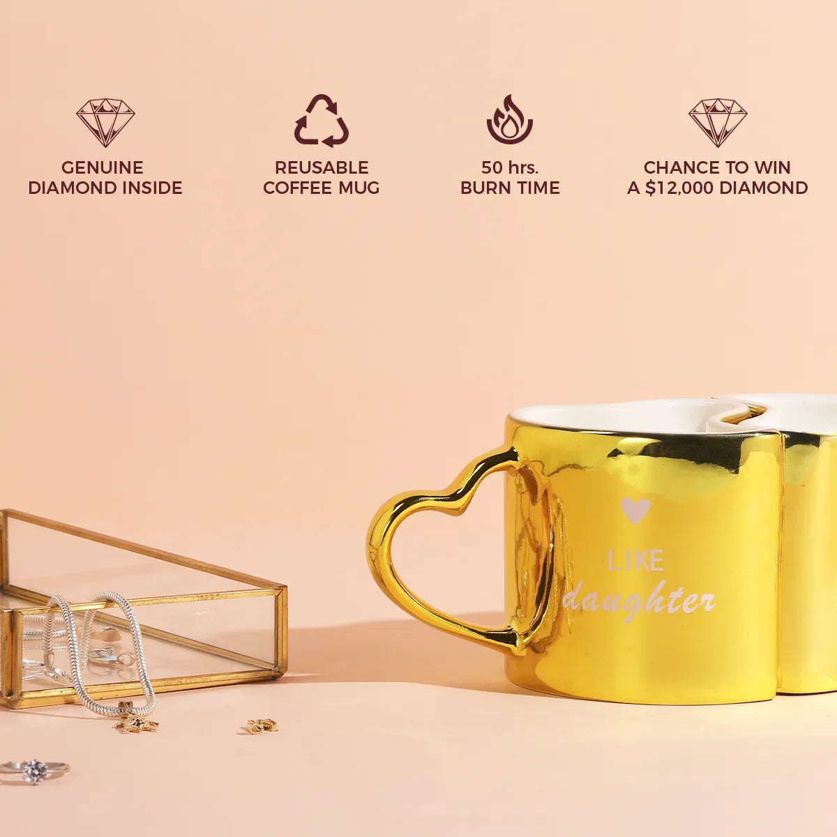 2 Diamond Mother/Daughter Reusable Coffee Mugs - Image 5