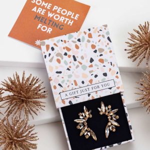 Don't AsK Champagne Grey Crystal Marquis Stud Earrings