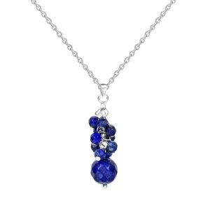 V3 Jewelry Sterling Silver Lapis Lazuli Cluster Drop Necklace