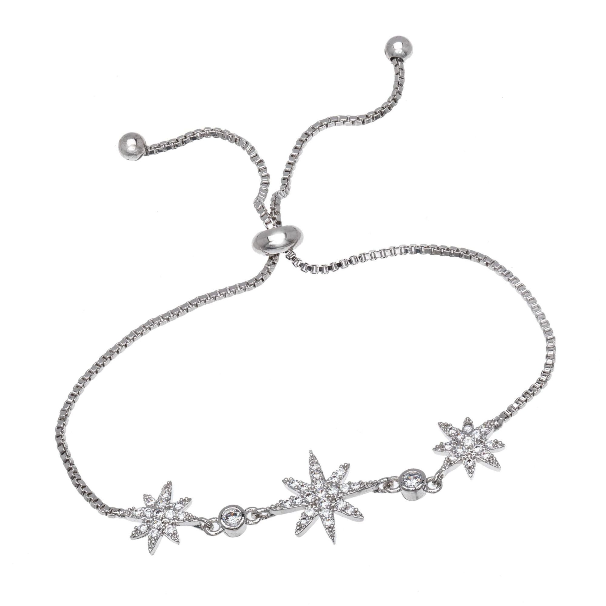 callura Silvertone Crystal North Star Adjustable Bracelet ?C Celestial Sparkling Bracelet