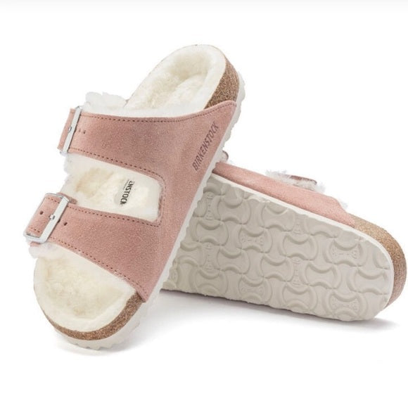 Birkenstock Arizona Shearling Suede Leather Pink Clay - Image 2