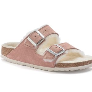 Birkenstock Arizona Shearling Suede Leather Pink Clay
