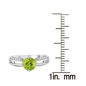 Natural Peridot and White Topaz Sterling Silver Classic Solitaire Ring