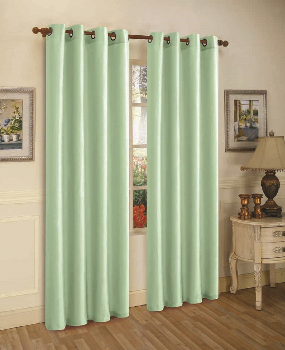 J&V Textiles 2 Panels Solid Grommet Faux Silk Window Curtain Drapes Treatment in 84 Length - Image 15
