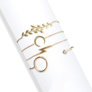 Gold Ab Lightning & Moon Swarovski Crystal Bracelet ?C Set Of 4 Bracelets Bangles