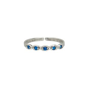 Sterling Silver Sapphire Cubic Zirconia Marquis Toe Ring