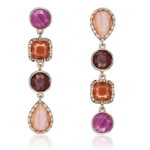 Don't AsK Red Purple Geometric Asymmetrical Earrings ?C Modern Statement Dangles