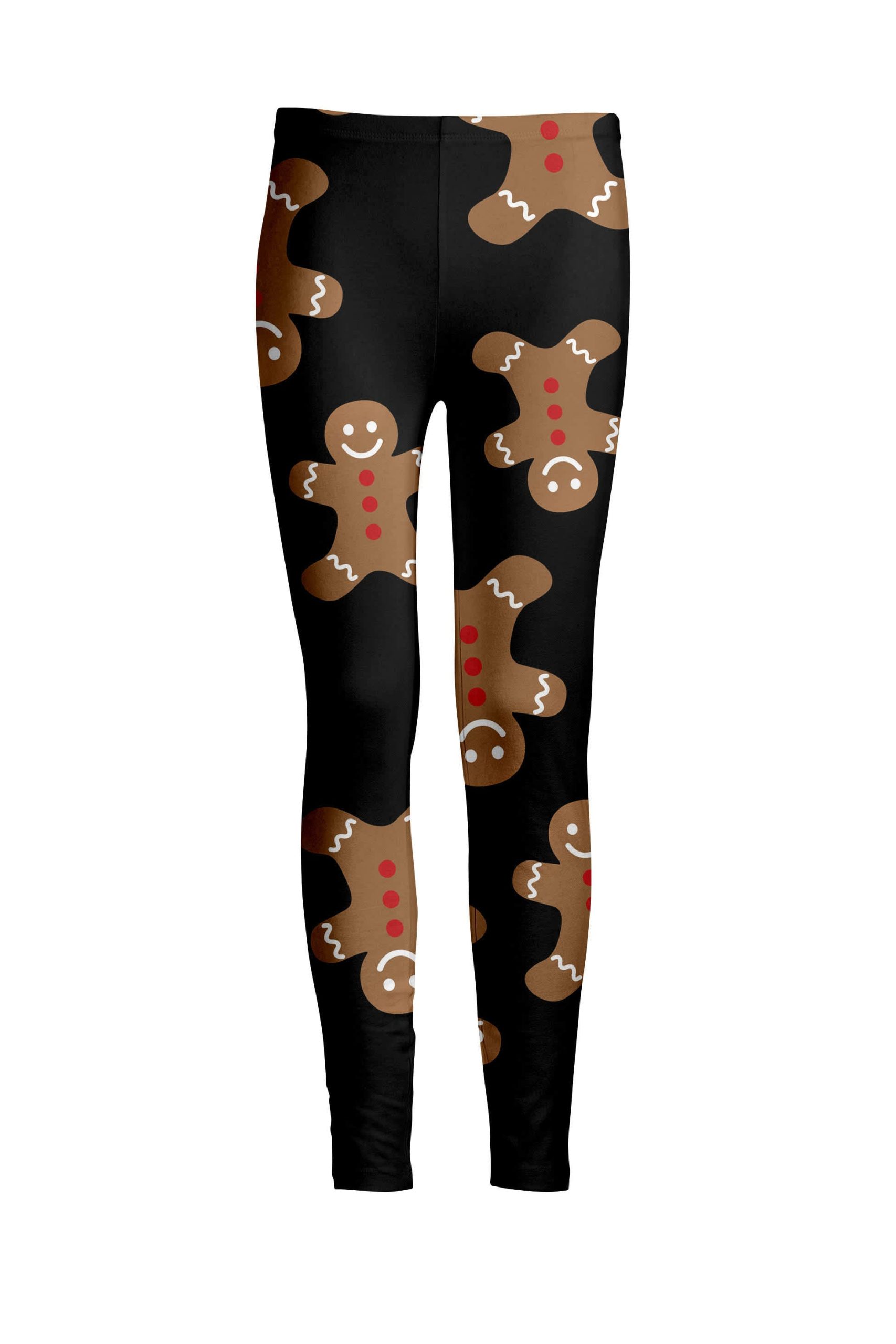 Lily by Firmiana Women's Medium Rise Printed Legging Black and Red Gingerbread Toss Print - Image 2