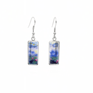 Don't AsK Rectangular Art-Print Drop Earrings ?C Watercolor Lily Pond ?C Lightweight Dangle Earrings for Women