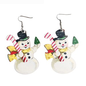 Don't AsK White Snowman with Candy Cane Drop Earrings ?C Festive Holiday Jewellery for Women