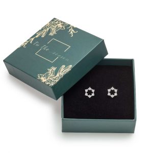 callura Holiday Gift Box with Wreath Swarovski Crystal Stud Earrings