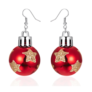 Don't AsK Red Gold Star Ornament Drop Earrings ?C Festive Holiday Jewellery for Women
