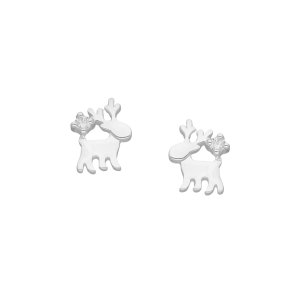 Ag Sterling Cubic Zirconia Reindeer Stud Earrings