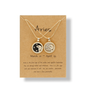 Crystal & 18K Goldtone Plated Zodiac Circular Set of 2 Pendant Necklaces - Aries