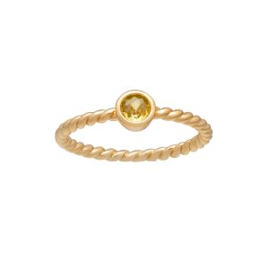 callura Goldtone Twisted CZ Birthstone Solitaire Ring ?C November Citrine