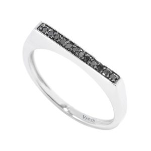 V3 Jewelry Sterling Silver Natural Black Diamond Stackable Band Ring