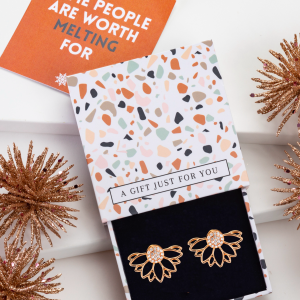 Don't AsK Goldtone Crystal Lotus Stud Earrings