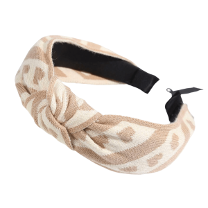 Cream Brown Knotted Heart Headband