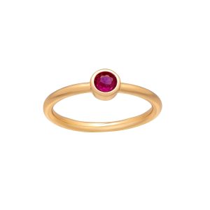 callura Goldtone CZ Birthstone Stackable Solitaire Ring ?C July Ruby Red