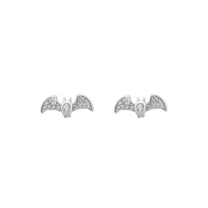 Sterling Silver Cubic Zirconia Bat Stud Earrings