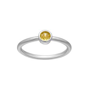 callura Silvertone CZ Birthstone Stackable Solitaire Ring ?C November Citrine