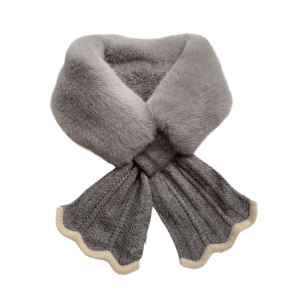 Chic Faux Imitation Fur Collar Scarf in Slate and Grey