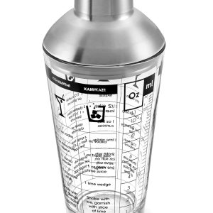 Outset Glass/Ss Coktl Recipe Shaker