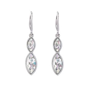 Silver Clear Swarovski Crystal Earrings ?C Dual Crystal Marquis Drop Earrings