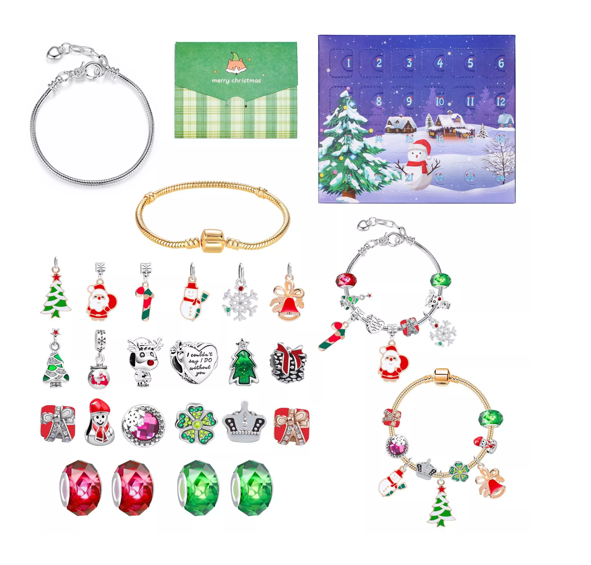 Don't AsK - Celebrate the Magic of Christmas with This Festive Silver & Gold Bracelet and Charm Set