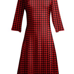 Lily by Firmiana Women's Long Sleeve V-Neck Contrast Trim Blouse Black & Red Plaid Trim Top
