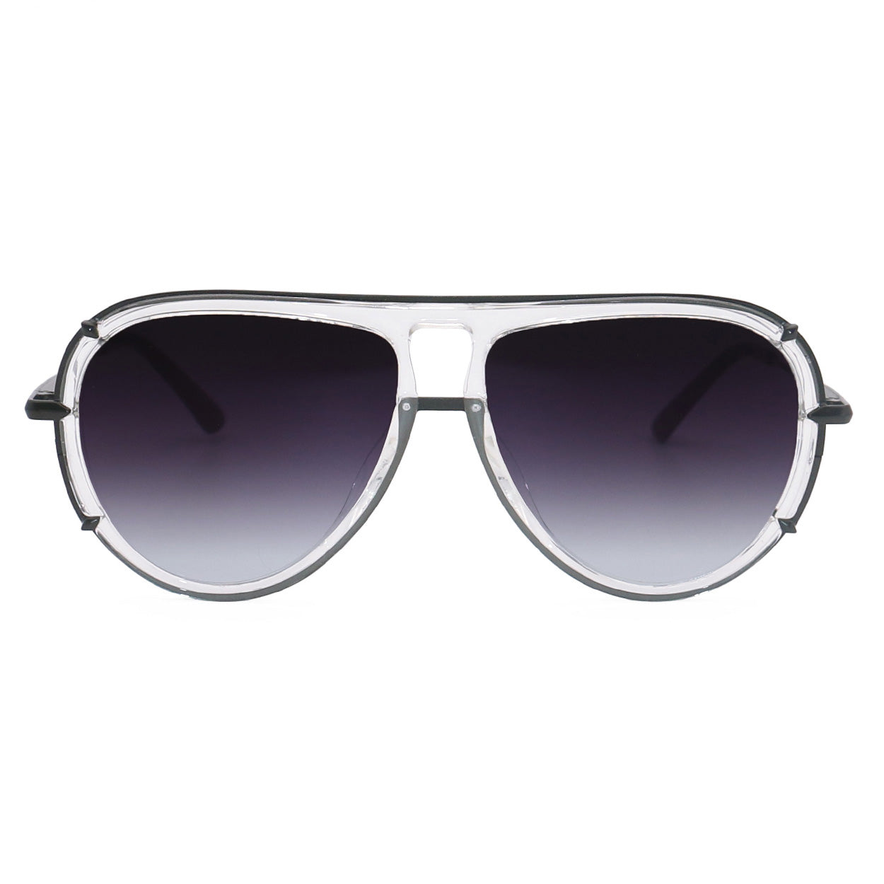 TopFoxx Ivy Luxe - Clear Black Tangle-Free Unisex Round Aviator Sunglasses - Image 2