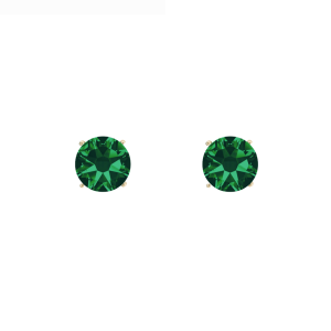 callura Timeless Goldtone Stainless Steel & Cubic Zirconia Birthstone Solitaire Stud Earrings ?C May Emerald Green