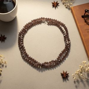 MGR Women's Versatile Length Beaded Crystal Necklace Dark Smoky Topaz