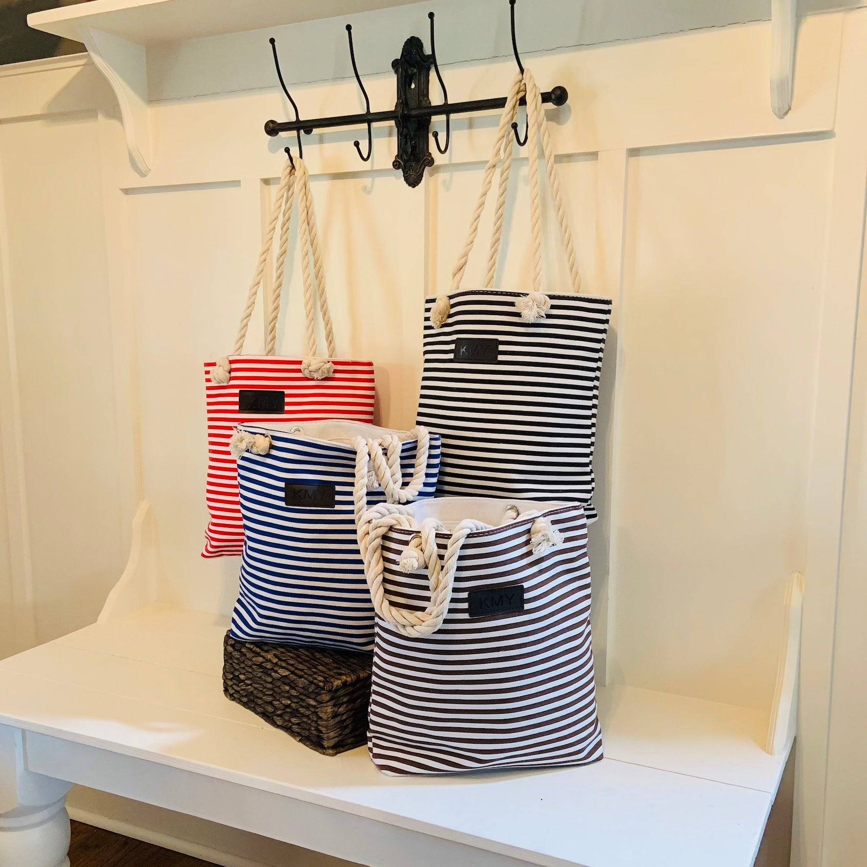 Striped Canvas Tote Bags by Threaded Pear - Image 2
