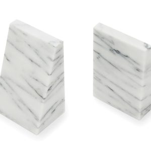 Fox Run Marble Triangle Bookends White