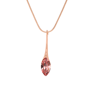 Elegant Long Rose Peach Marquis Navette Drop Necklace with Swarovski Crystals
