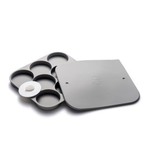 Outset Silicone Burger Press and Storage Tray With Lid. 8 Burger Capacity