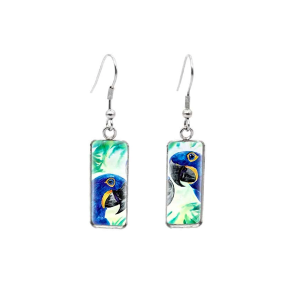 Don't AsK Rectangular Art-Print Drop Earrings ?C Blue Parrot ?C Lightweight Dangle Earrings for Women