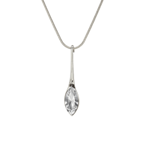 Elegant Long Clear Marquis Navette Drop Necklace with Swarovski Crystals